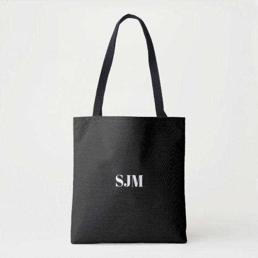 Minimale zwarte naam van initialen op aangepast mo tote bag (Voorkant)
