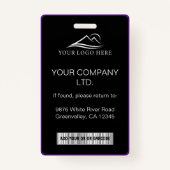 Minimale zwarte Paarse bedrijfsmedewerker Foto-ID Badge (Achterkant)