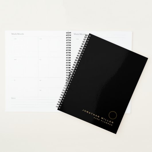 Minimale zwarte penseelbenodigdheden voor Gold Planner (Display)