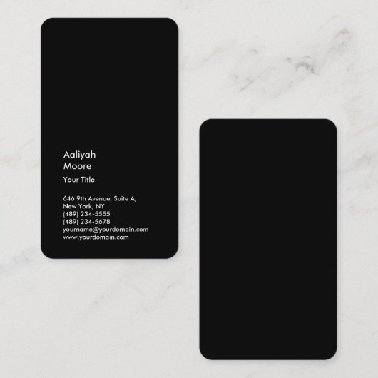 Minimale zwarte plaat Modern Professional Visitekaartje (Voorkant / Achterkant)