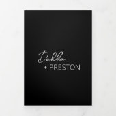 Minimale zwarte QR-code Moderne bruiloft Drieluik Uitnodiging (Cover)