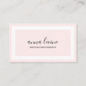Minimale zwarte rand Elegant Blush Pink White Bord Visitekaartje (Voorkant)