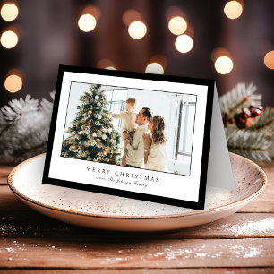 Minimale zwarte rand foto Elegant Kerstmis Feestdagen Kaart