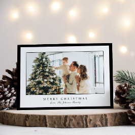 Minimale Zwarte Rand Foto Elegant Kerstmis Feestdagenkaart