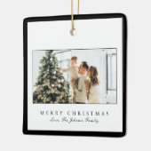 Minimale zwarte rand foto Elegant Kerstmis Keramisch Ornament (Links)