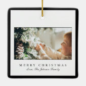 Minimale zwarte rand foto Elegant Kerstmis Keramisch Ornament (Achterkant)
