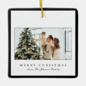 Minimale zwarte rand foto Elegant Kerstmis Keramisch Ornament (Voorkant)