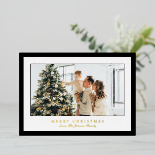 Minimale Zwarte Rand Foto Elegante Kerstmis Folie Feestdagenkaart