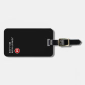 Minimale zwarte rode klassieke monogrammen bagagelabel (Voorkant horizontaal)