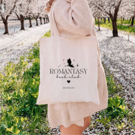 Minimale Zwarte 'Romantasy Boek Club' Gepersonalis Tote Bag