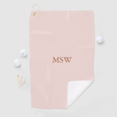 Minimale zwarte roze aangepaste monogram initialen golfhanddoek (Insitu)