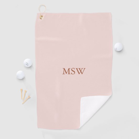 Minimale zwarte roze aangepaste monogram initialen golfhanddoek (Insitu)