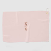Minimale zwarte roze aangepaste monogram initialen golfhanddoek (Horizontaal)
