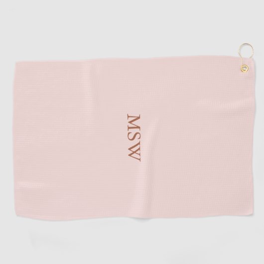 Minimale zwarte roze aangepaste monogram initialen golfhanddoek (Horizontaal)