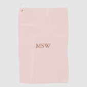 Minimale zwarte roze aangepaste monogram initialen golfhanddoek (Voorkant)