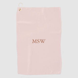 Minimale zwarte roze aangepaste monogram initialen golfhanddoek