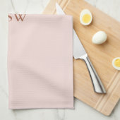 Minimale zwarte roze aangepaste monogram initialen theedoek (Quarter Fold)