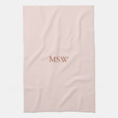 Minimale zwarte roze aangepaste monogram initialen theedoek (Verticaal)