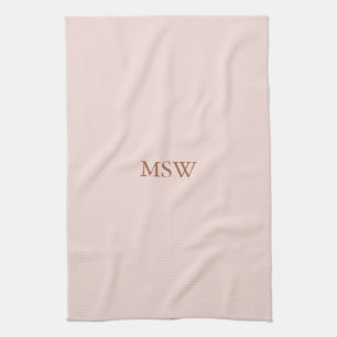 Minimale zwarte roze aangepaste monogram initialen theedoek