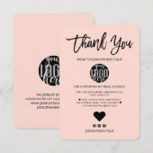 Minimale zwarte roze Logo - Hartelijk dank Bedankkaart (Voorkant / Achterkant)