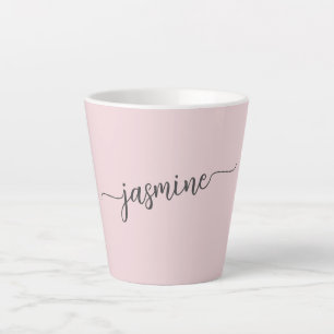 Minimale zwarte roze monogram Naam Handtekening La Latte Mok