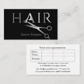 Minimale zwarte schaar HAIR Afsprakenkaartje (Voorkant / Achterkant)