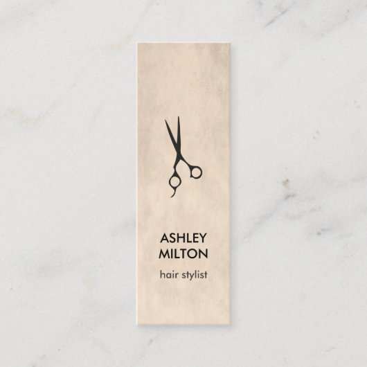 Minimale zwarte schaar voor elegante textuur mini visitekaartje (Voorkant)