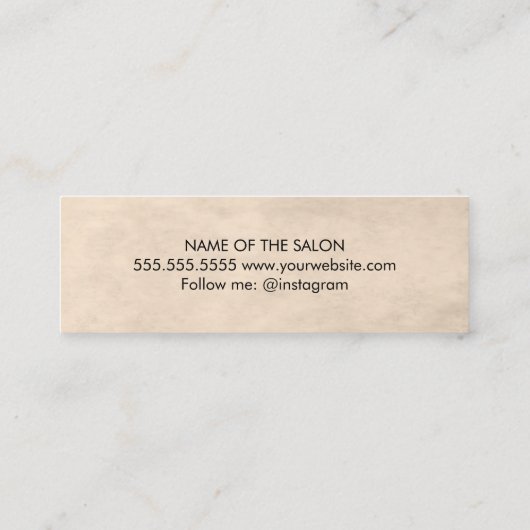 Minimale zwarte schaar voor elegante textuur mini visitekaartje (Achterkant)