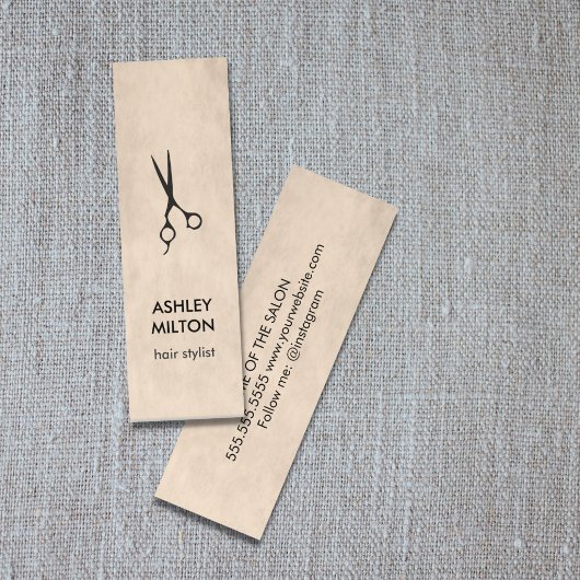 Minimale zwarte schaar voor elegante textuur mini visitekaartje