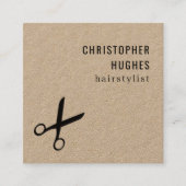 Minimale zwarte-schaarser Kraft Hair Stylist Vierkante Visitekaartje (Voorkant)