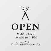 Minimale Zwarte Scharen Welkom Openingsuren Raamsticker (Vel)