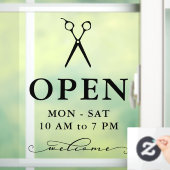 Minimale Zwarte Scharen Welkom Openingsuren Raamsticker (Huis)