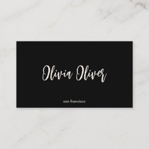 Minimale Zwarte Script Calligrafie Elegant Modern Visitekaartje