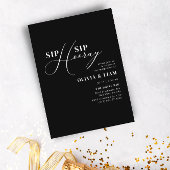 Minimale zwarte Sip Sip Hooray Engagement Party Kaart