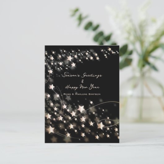 Minimale zwarte sterren voor elegant en nieuwe jar feestdagenkaart (Staand voorkant)