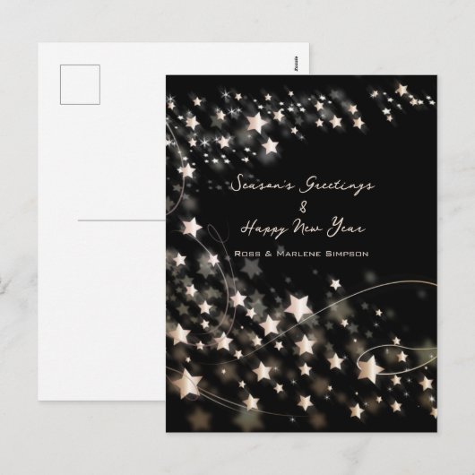 Minimale zwarte sterren voor elegant en nieuwe jar feestdagenkaart (Voorkant / Achterkant)