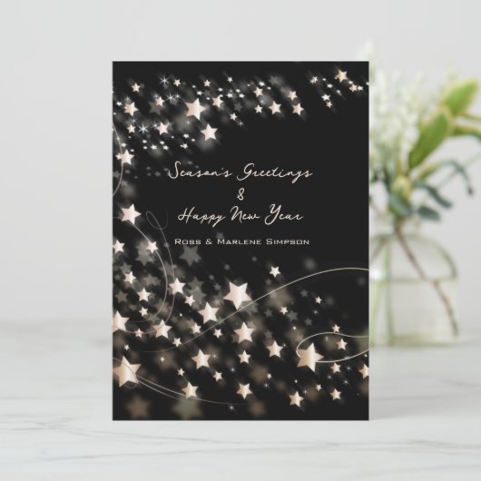 Minimale zwarte sterren voor elegant en nieuwe jar feestdagenkaart (Staand voorkant)