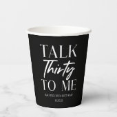 Minimale zwarte talk 30e verjaardag papieren bekers (Achterkant)
