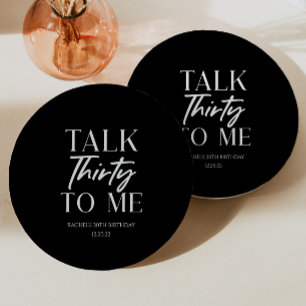 Minimale zwarte talk 30e verjaardag papieren bordje