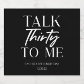 Minimale zwarte talk 30e verjaardag wijn sparkling wijnetiket (Enkel label)