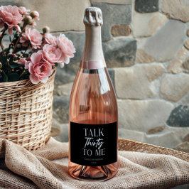 Minimale zwarte talk 30e verjaardag wijn sparkling wijnetiket