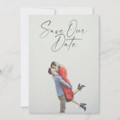 Minimale zwarte tekenfilm met typografie foto-bede save the date (Voorkant)