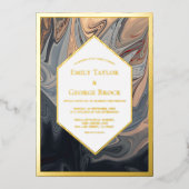 Minimale zwarte terracotta Abstracte wandelaargoud Folie Uitnodiging (Voorkant)