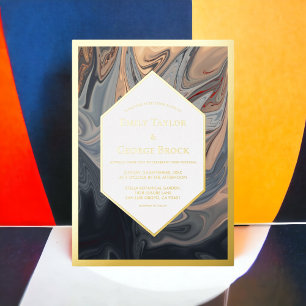 Minimale zwarte terracotta Abstracte wandelaargoud Folie Uitnodiging