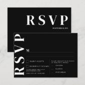 Minimale Zwarte Trouw RSVP Kaart (Voorkant / Achterkant)