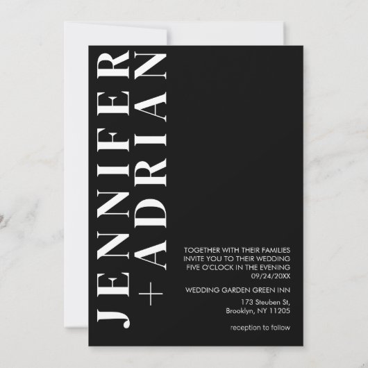 Minimale zwarte trouwuitnodigingskaart kaart (Achterkant)