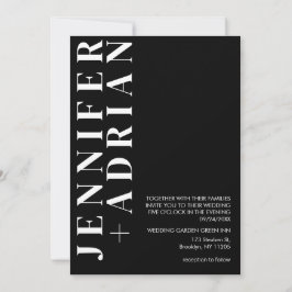 Minimale zwarte trouwuitnodigingskaart kaart