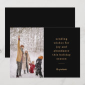 Minimale zwarte typografische verzendwensen feestdagenkaart (Voorkant / Achterkant)