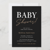 Minimale zwarte uitnodiging voor Baby shower (Voorkant)