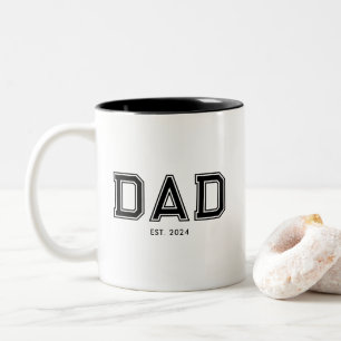 Minimale Zwarte Vette Tekst Papa Opgericht Tweekleurige Koffiemok